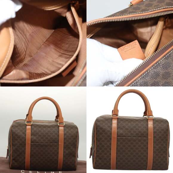 CELINE Macadam Canvas Hand Bag Pvc Leather Brown Gold - Picture 10 of 13